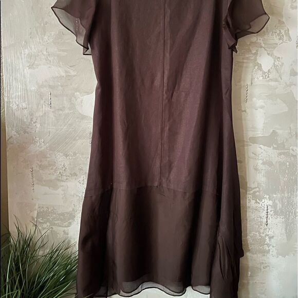 Estelle Linen Blend Swing Dress Australian designer Chocolate Mocha Mousse NWT - Picture 15 of 17